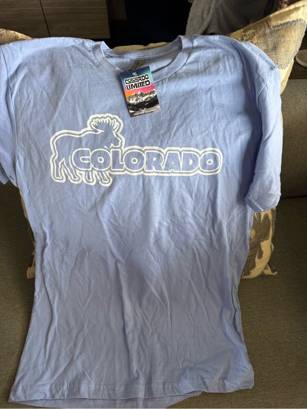 NWT Colorado Mens Light Blue Graphic Tee -